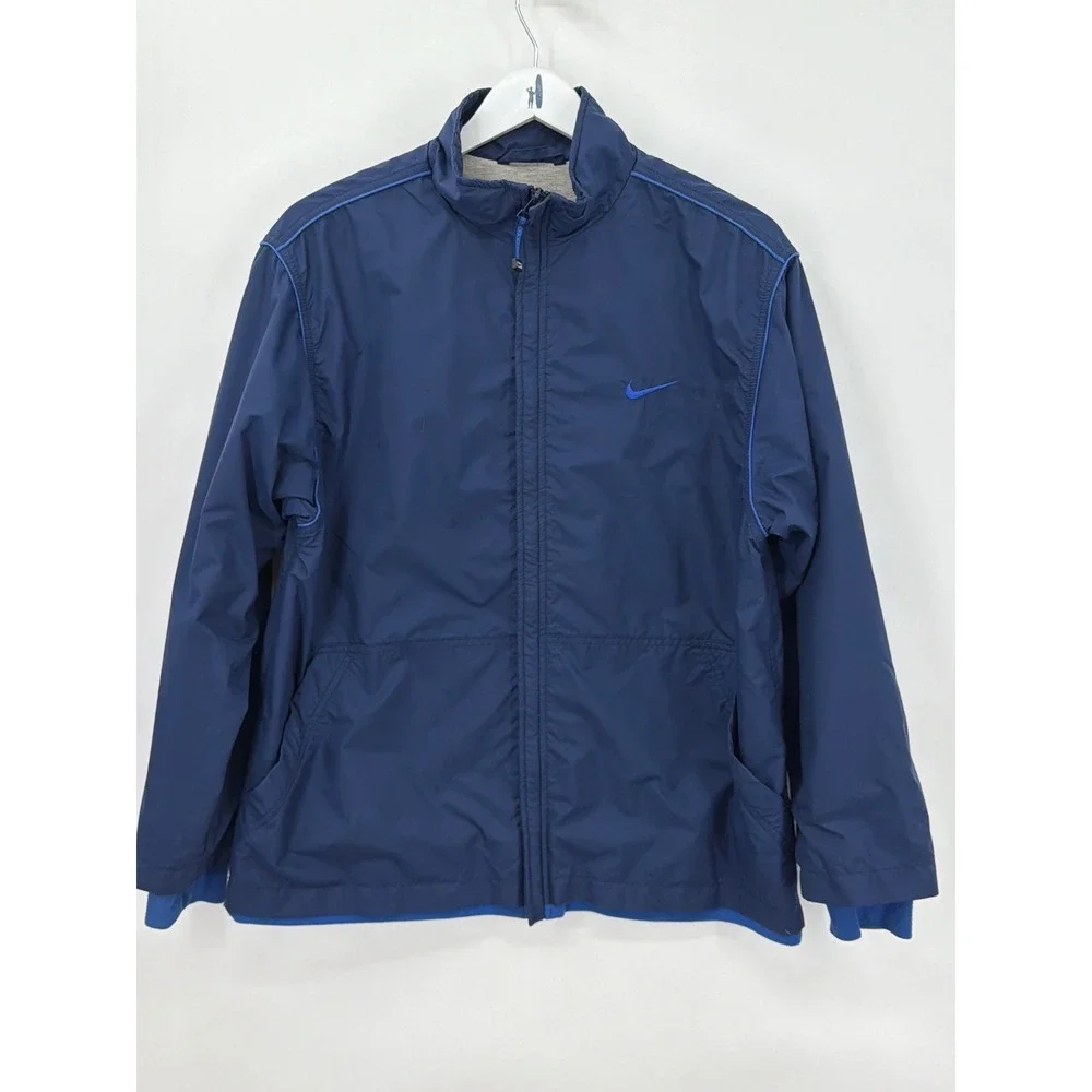 Nike Boys XL 18-20 Navy Blue Full Zip Windbreaker Jacket Swoosh Logo Athletic